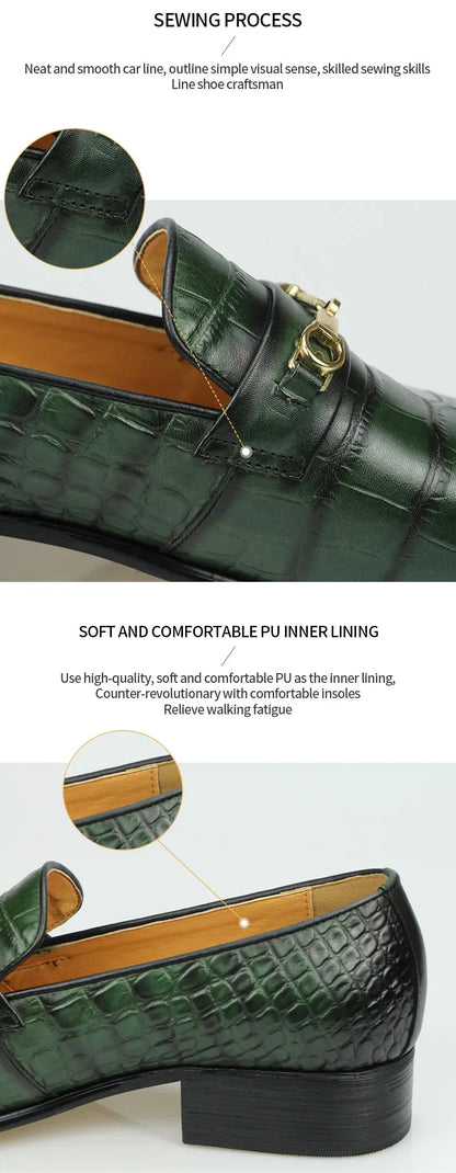 Successful Mens Loafers Business Dress Shoes Wedding Banquet Suit Italy Designer Leather Shoes Genuine Leather Pointed Toe