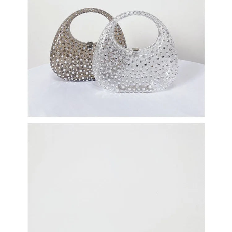 Fashion Women Diamond Handbags and Purses Transparent Acrylic Luxury Party Prom Evening Bag Casual Bling Bling Clear Clutch