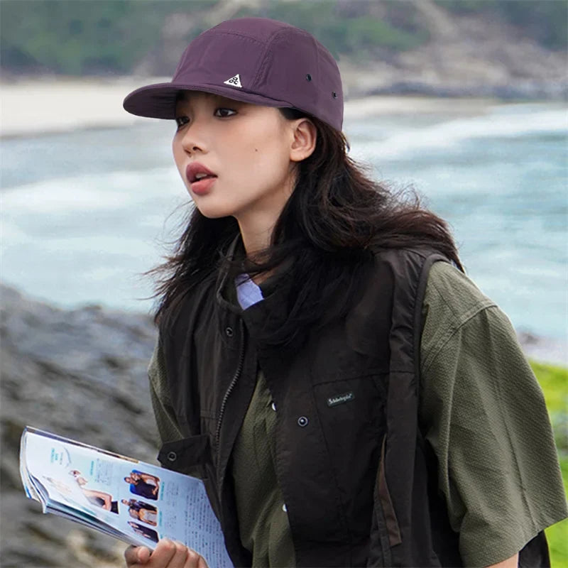 Outdoor Quick-Dry Baseball Cap Women's Korea Short Brim Baseball Hat Men and Women Casual Street Soft Brim Five-Piece Sun Hat