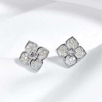 Each 0.9mm Full Moissanite Stud Earrings for Women Flower Classic Girl Earring Lab Diamond 925 Sterling Silver Jewelry