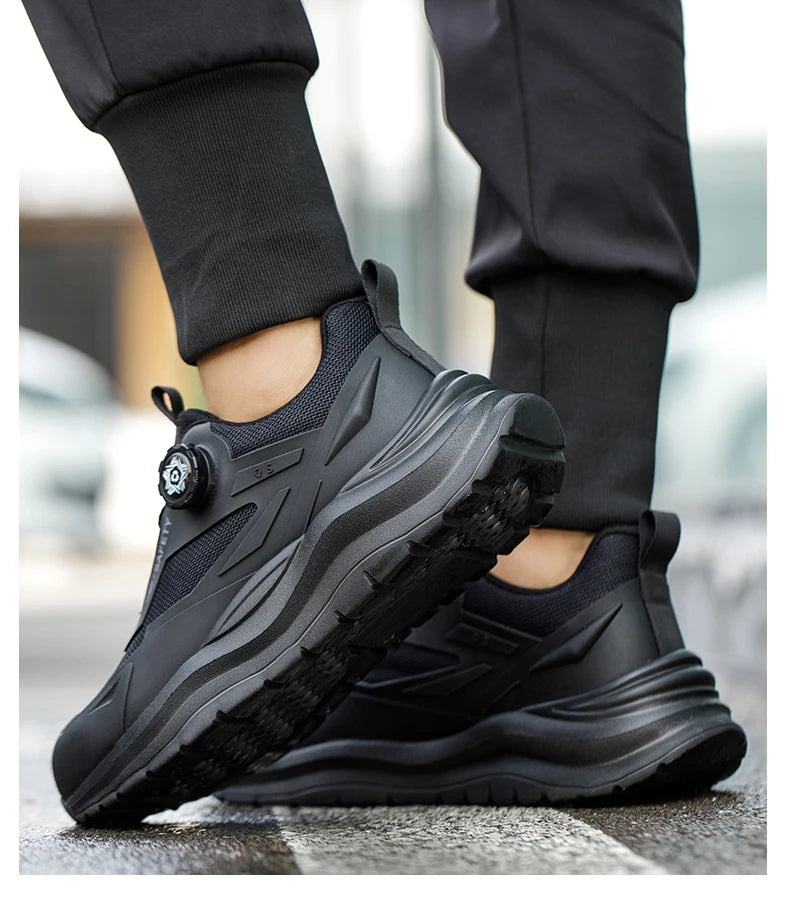 Large Size 48 Men's Summer Safety Shoes Rotating Button Work Sneakers Steel Toe Shoes Puncture-Proof Protection Shoes Security