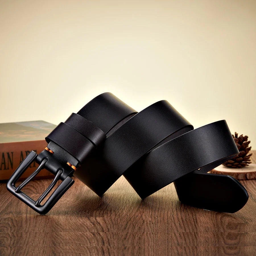 4.3cm Widen Thick Real Cowskin Genuine Leather Belt For Men High Quality Casual Male Belt Double Pin Buckle Cowboy Jeans Strap
