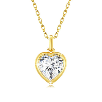 Simple Heart Cut Moissanite Pendant Necklace 14K Gold Women Eternity Love Anniversary Jewelry Wedding Gift 1/2 Carat