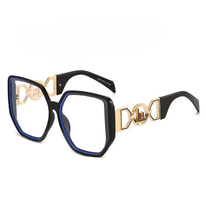 New Oversized Sunglasses Square Anti Blue Light Glasses Luxury Leopard Print Design Advanced All Match Unisex Glasses Eyeglasses