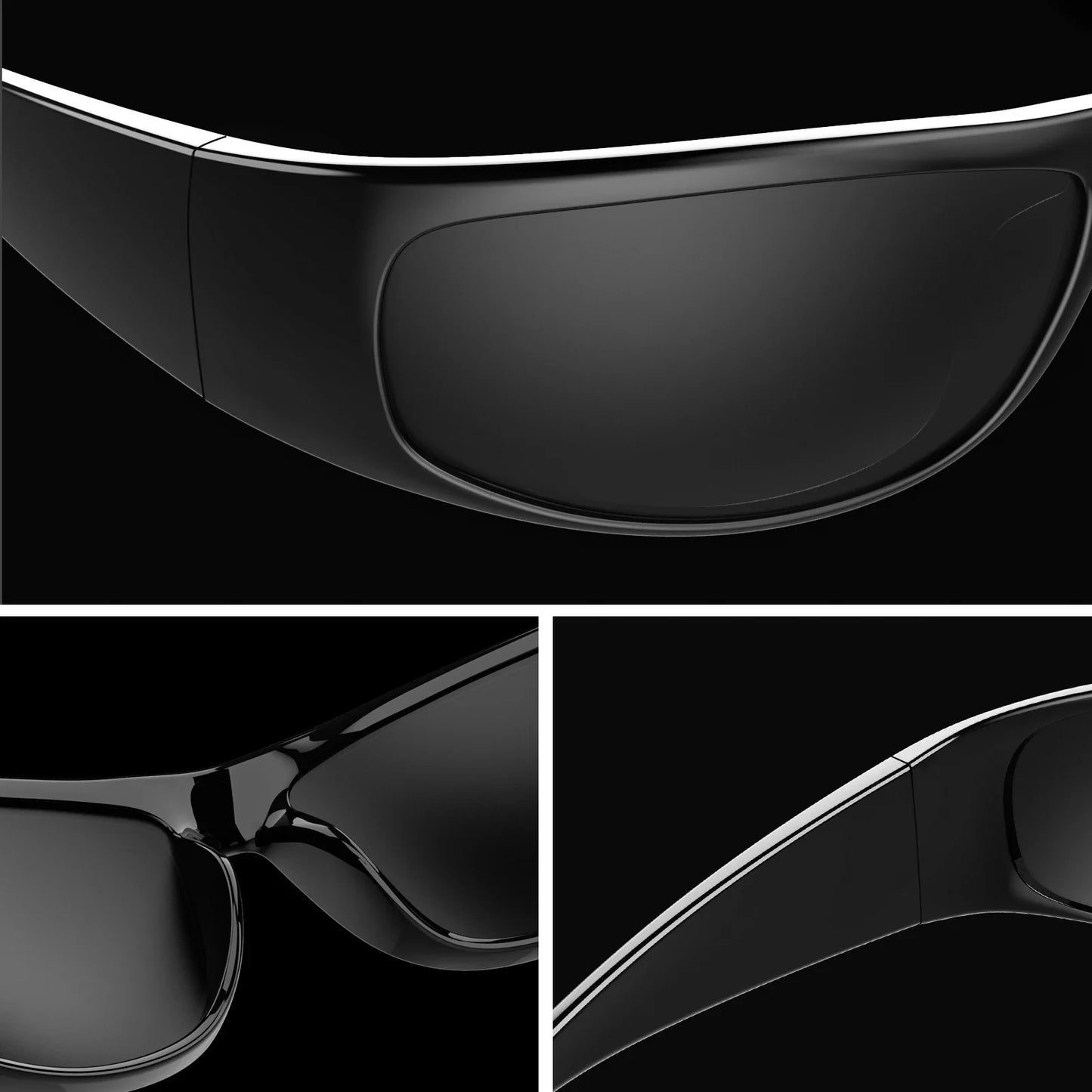 Super Dark Sunglasses for Men Black Wrap Around Sun Glasses UV400 Protection eyewear W8005