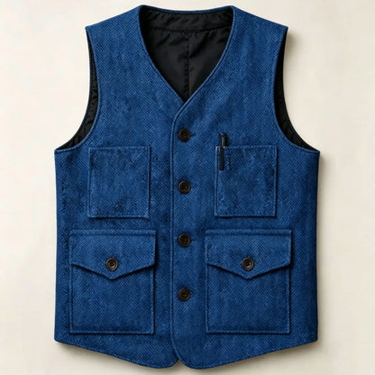 Men Vest Brown Herringbone Single Button With Pocket Waistcoat For Wedding Party Business Work Office Daily Casual Men Suit Vest