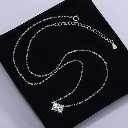 1/2carat Emerald/Radiant Cut Solitaire Moissanite Diamond Pendant Necklace With  Certificate S925 Silver Neckchain For Women