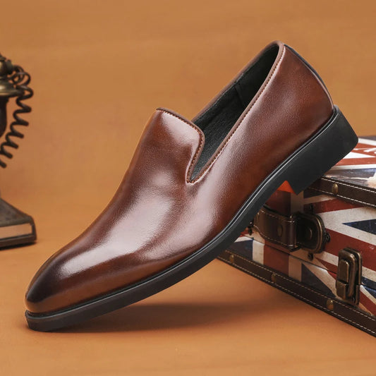 Italian brand mens Loafers Men's brown daily soft sole red sole patent leather shoes Outdoor business dress shoes big size：38-48