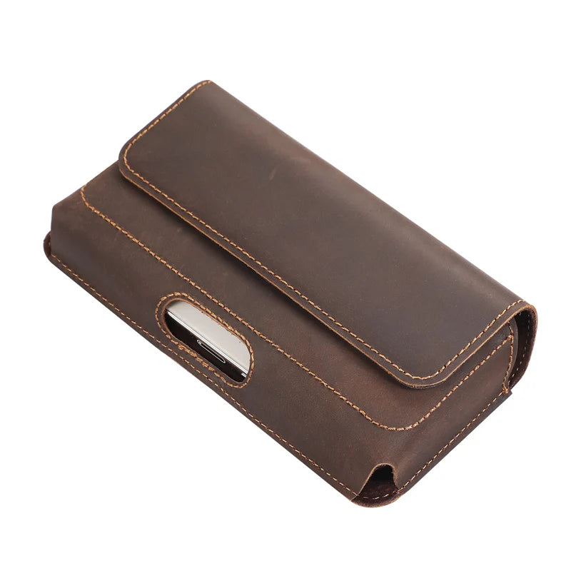 Genuine Leather Pouch For iphone 17Pro Max/17/16Pro Max/16Plus/15/15Pro Max/14Pro Max /14/13 Phone Holster Belt Clip Case Holder