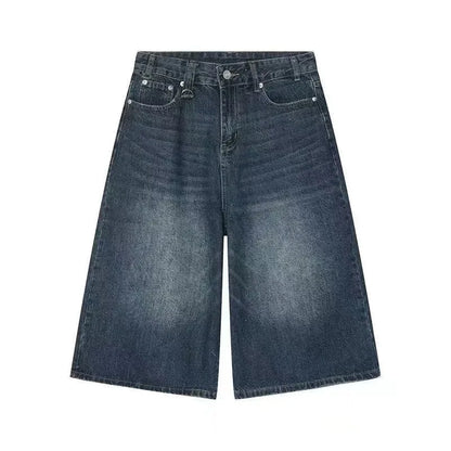 2026 Y2k Retro Women Low Rise Jorts Brushed Black Wash Cropped Baggy Jeans Wide Leg Frayed Denim Short Pants Fashion