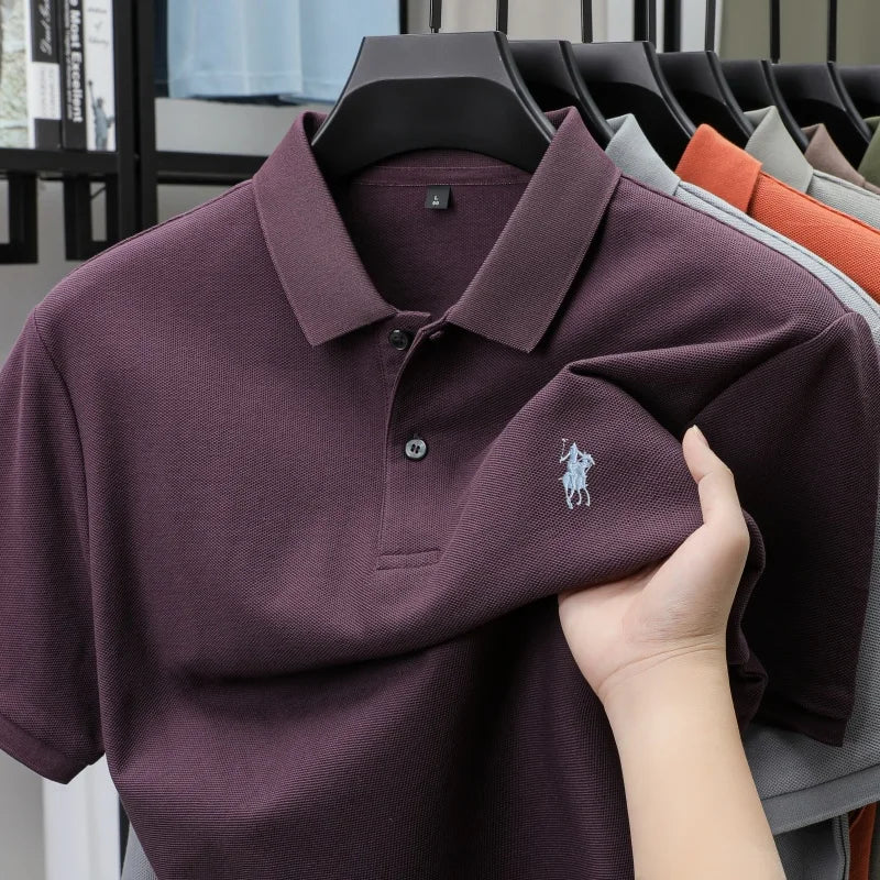 100% pure cotton fashion luxury brand pony embroidered comfortable POLO shirt for summer mens new striped exquisite short sleeve