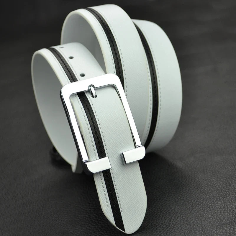 Luxury Brand Belts for Men &Women Unisex Fashion Shiny White Design pin Buckle High Quality Waist Leather Belts ceinture homme