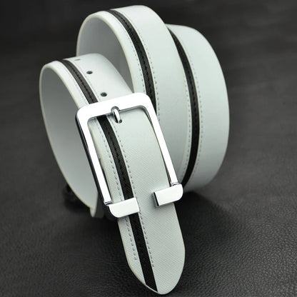 Luxury Brand Belts for Men &Women Unisex Fashion Shiny White Design pin Buckle High Quality Waist Leather Belts ceinture homme