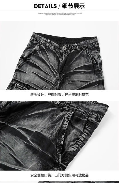 Men Multi Pocket Casual Breathable Sports New Shorts Men Summer Cargo Shorts Men Loose Plus Size Pure Cotton Five Point Pants