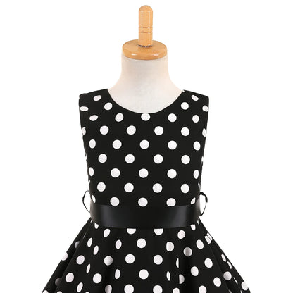 Girl's Retro Dress,Summer Princess Sleeveless Polka Dots Cotton Lightthin Romantic Floral 50s Vintage Dress Party Wedding Daliy