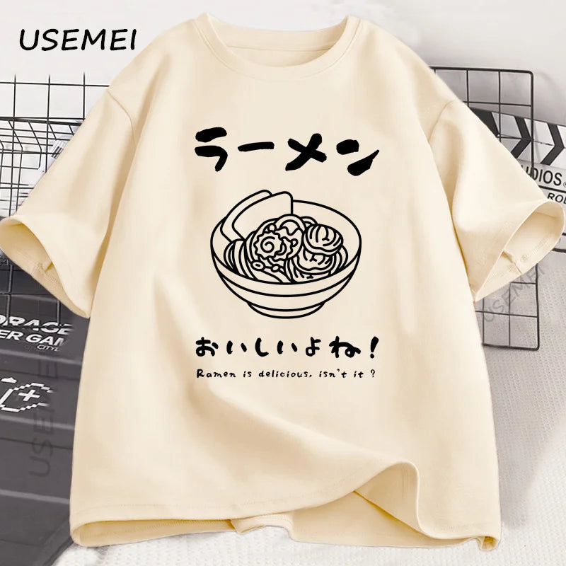 Ramen T Shirt Japanese Tshirt Food Lover Kawaii Japanese Streetwear Foodie Noodle T-shirt Woman Man Cotton Short Sleeve Tees