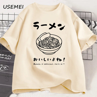 Ramen T Shirt Japanese Tshirt Food Lover Kawaii Japanese Streetwear Foodie Noodle T-shirt Woman Man Cotton Short Sleeve Tees