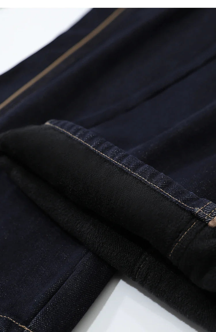 Jeans Pants For Woman 2025 Winter New Cotton Warm Medium And Low Waist Pants Wide Leg Loose Denim Trousers Women 12544157