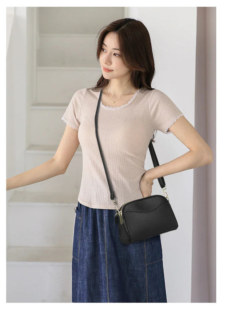 100% cowhide Womens New Korean Fashion Ladies Shoulder Bag Trend Handbags Retro Designer Luxury Female Totes Handbag for Girls