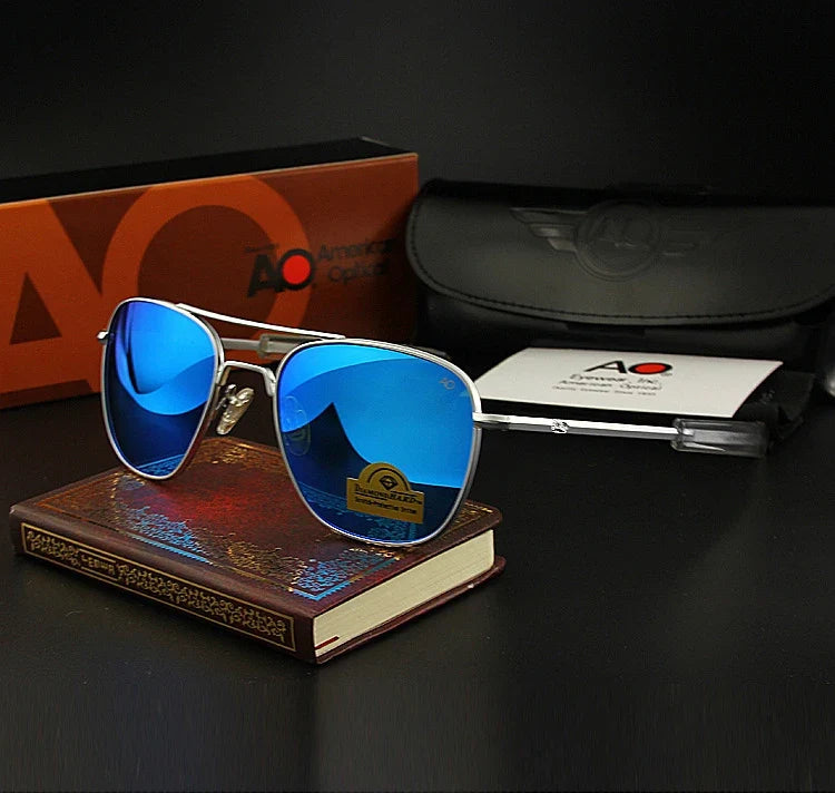 AO Pilot Sunglasses Men Top Quality Brand Designer AGX Tempered Glass Lens Sun Glasses Male