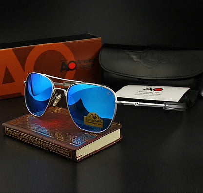 AO Pilot Sunglasses Men Top Quality Brand Designer AGX Tempered Glass Lens Sun Glasses Male