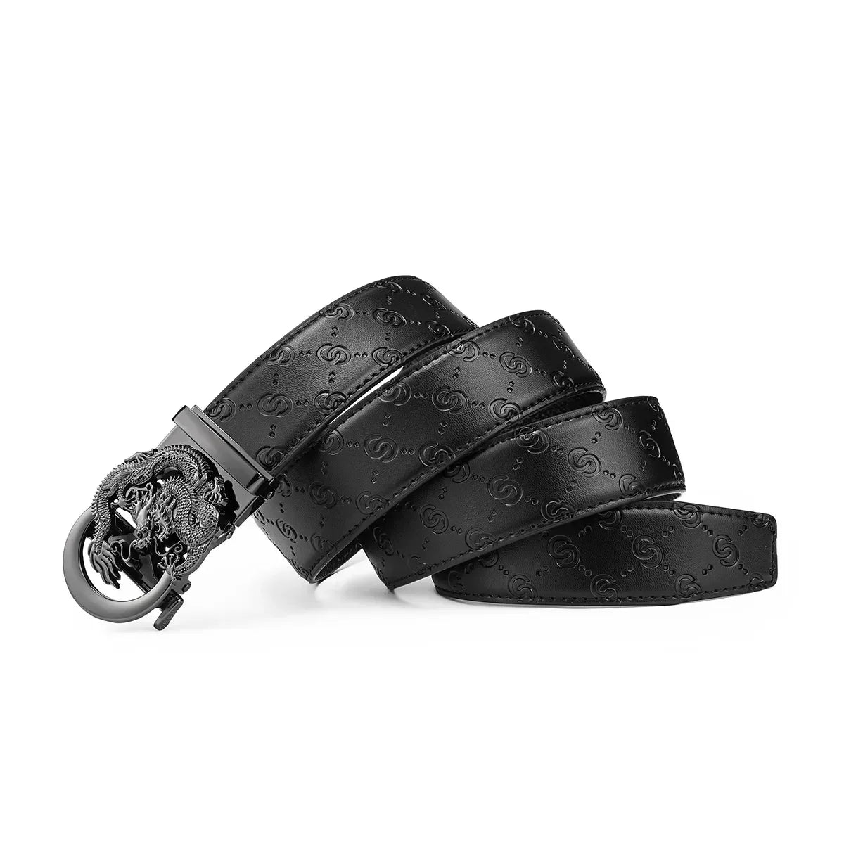 Men's Genuine Leather Belt - Adjustable Automatic Ratchet Buckle for Business Suits, Casual Wear & Everyday Office Style