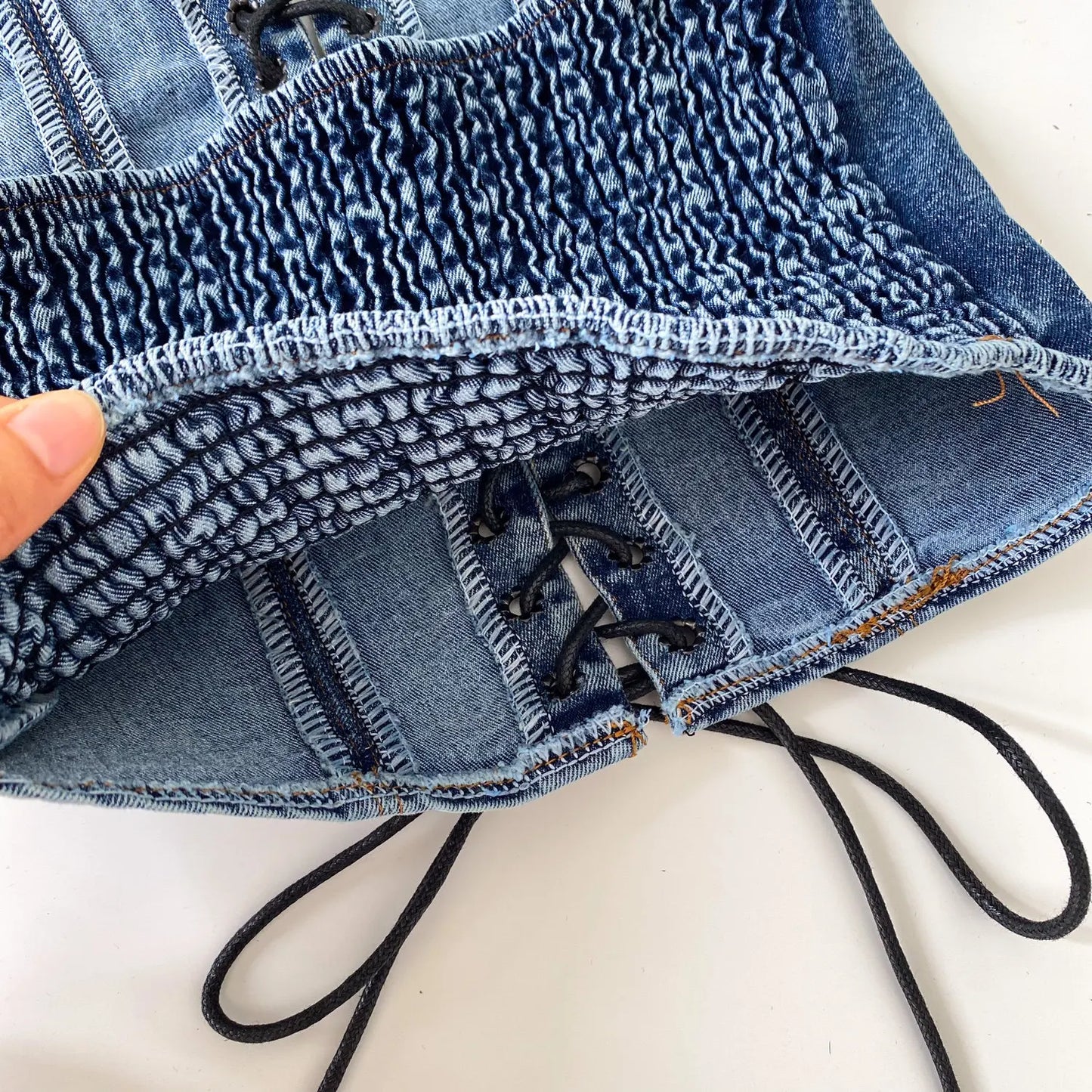 Night Club Denim Camis Female Summer Backless V Neck Lace Up Shirred Retro Halter Top Y2K Hot Girl Streetwear Tank Top