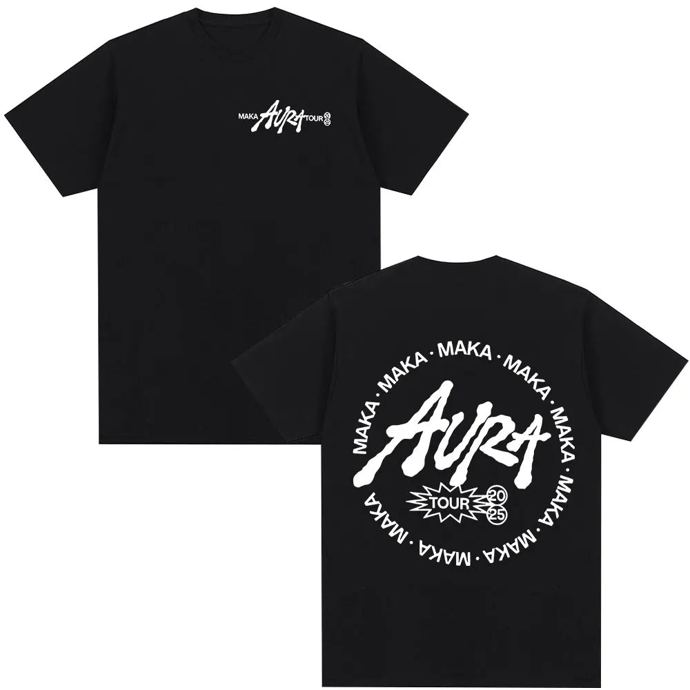 Rapper Maka Aura 2025 Tour Merch T Shirts Men Women Fashion Vintage Street T-shirt Casual Cotton Short Sleeve T Shirt Streetwear