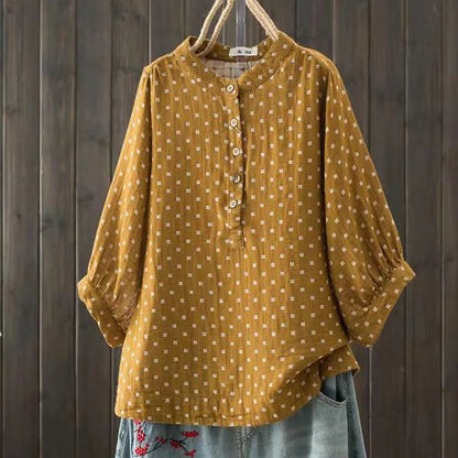 Women's blouse women Japanese cotton yarn print shirts & blouses summer top three-quarter sleeve shirt women's clothing