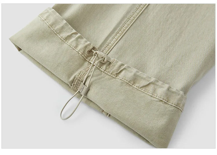 Women Pants Denim Drawstring Cool Feeling Loose Workwear American Street Style Cool Wide Leg 2026 Summer Fashion Top