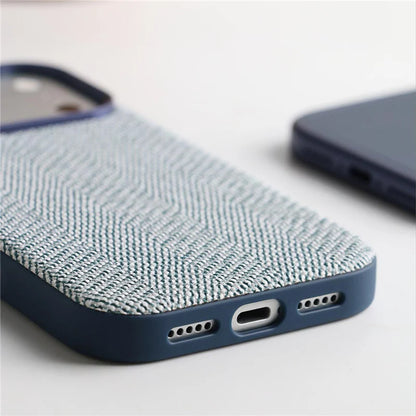 Luxury Tech Woven Canvas Magnetic Case for iphone 16Pro 17Pro 17 15 17Pro Max For Magsafe Original Wireless Charging Matte Cover