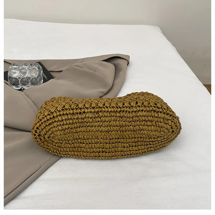 New Summer Beach Bag for Women Clutch Bag Luxury Designer Straw Bags Tote Handbag Fashion Woven Rattan Bags Female Travel Purse