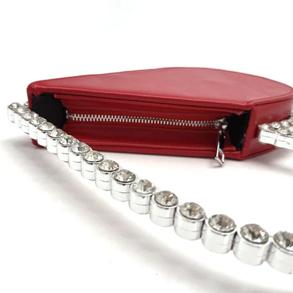 Diamond Red Heart Evening Clutch Women's Designer Chic RhinestoneBlack Wallet Wedding Party Sac A Main Heart Handbag for Woman