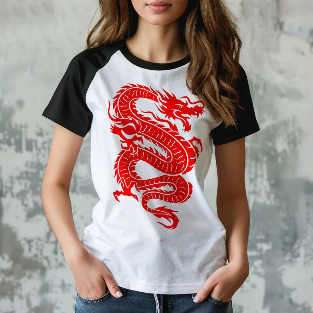 Dragon tshirt women graphic streetwear designer t shirt girl Japanese y2k clothing