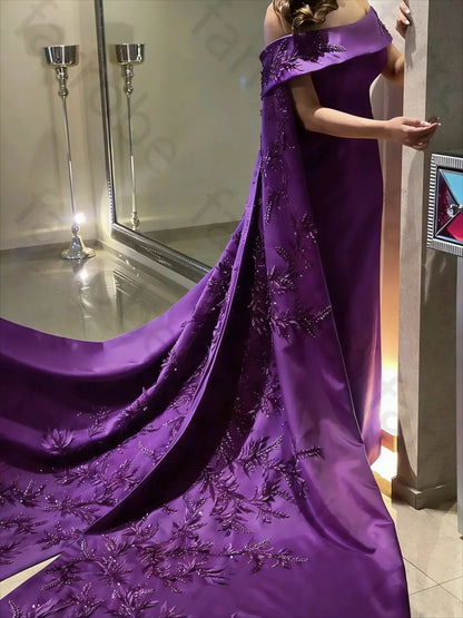 Customized Ankle Length Sheath Evening Party Gowns Women Beaded Applique Long Wrap Prom Dresses Zipper Back Vestidos Des