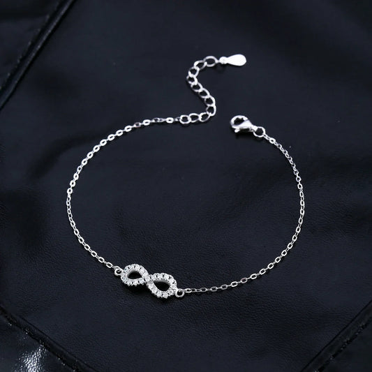 Bracelet en moissanite couleur D, diamant de laboratoire, en argent sterling 925, motif infini, pour femme, romantique et raffiné