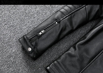 Mens Leather Jacket Autumn Men Clothing Handsome Motorcycle Jackets Two Colors Short Coats Kurtka Męska Skórzana Slim