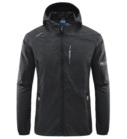 Men's UPF 50+ UV Protection Windbreaker Quick Dry Jacket Outdoor Sun-Protective Thin Hiking Fishing Cycling Hooded Sport Light
