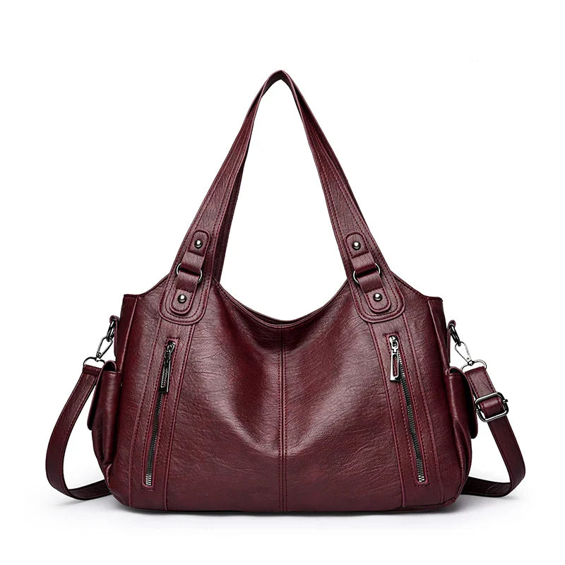 Pu shoulder bag fashionable temperament zipper opening design daily commuter handbag