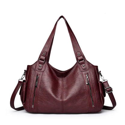 Pu shoulder bag fashionable temperament zipper opening design daily commuter handbag