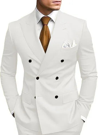 Man 2 Piece Outfit Set Double-breasted, Double-slit Suit for  Wedding Dresses Stage Costume Graduation Casual Suit