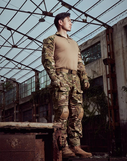 Men Combat Pants With Knee Pads Tactical Cargo Sport Trousers Camouflage Multicam Trekking Hunting Clothes( Not knee pads)