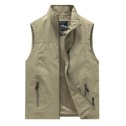 Spring New Men Waistcoat Outdoor Leisure Solid Color Vest Young Middle-aged Photography Fishing Casual Vest Jacket Male