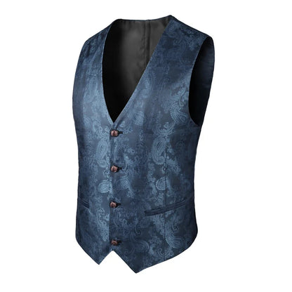 2025 New High-end V-neck Jacquard Black Vest for Men, White Sleeveless Waistcoat, Silver Billiards Uniform ,male Magician Vests