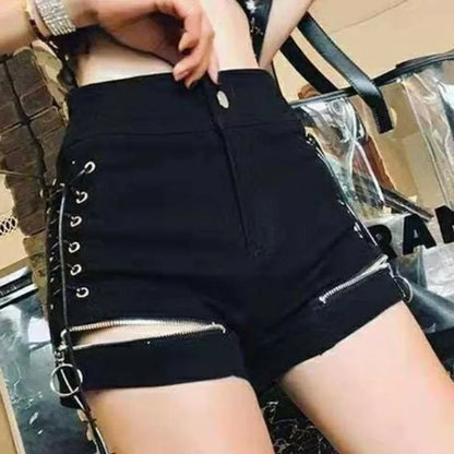 Youthful New In High Waist Wide Women's Denim Shorts Fashion Clothing 2025 Low Price Trend Design Kpop Female Short Jeans Pants