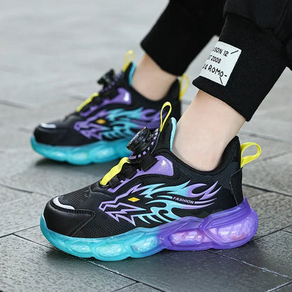 New Anti-skid Leather Kids Sneakers for Boys Running Walking Lightweight Casual Shoes With Fashion Dragon Pattern Shoes