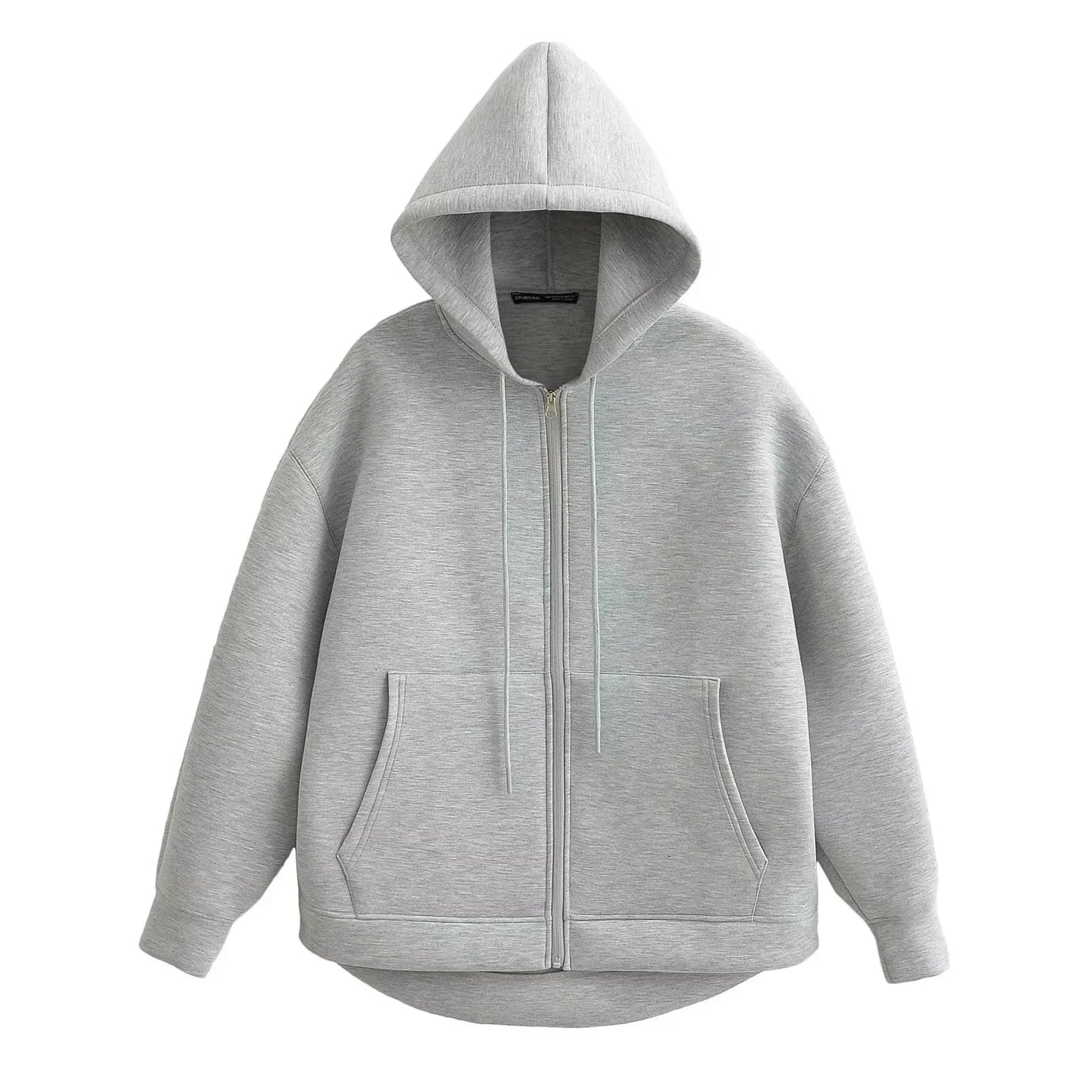 Autumn Women Casual Hooded Jacket Loose Oversize Zipper Hoodie Sweatshirts Solid Coat Office Lady Chic Outwear Tops