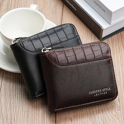 Portefeuille en cuir pour hommes, portefeuille de luxe pour hommes, porte-cartes zippé avec poche à monnaie, portefeuilles RFID, cadeaux pour hommes, sac d'argent