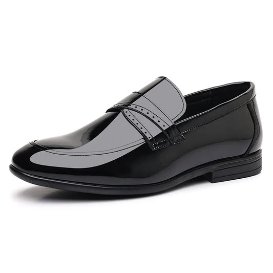 Spring Autumn New Patent Leather Shoes for Men Solid Color Fashion Wedding Shoes Male Low Top Casual Loafers Man