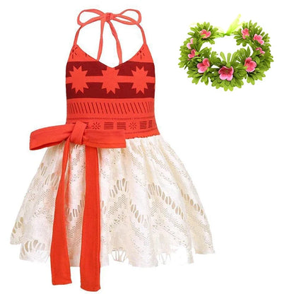 Baby Girls Dress Up Moana Costume Toddler Kids Summer Princess Dress Children Halter Dress Backless Carnival Halloween Clothes